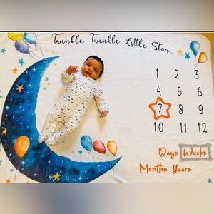 Baby Milestone Blanket with Moon and Stars